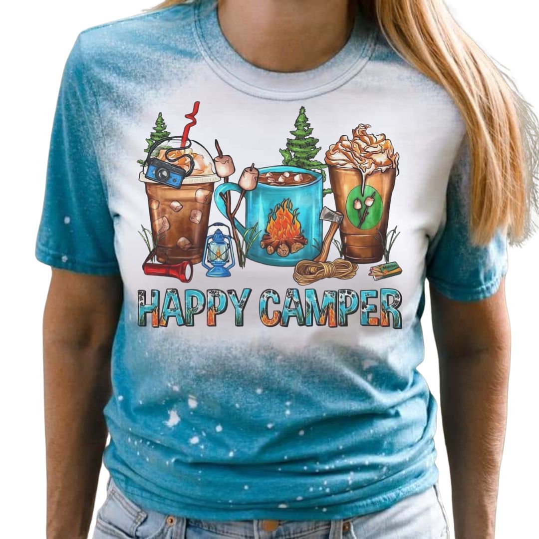 Happy Camper Bleached Short Sleeve T-Shirt