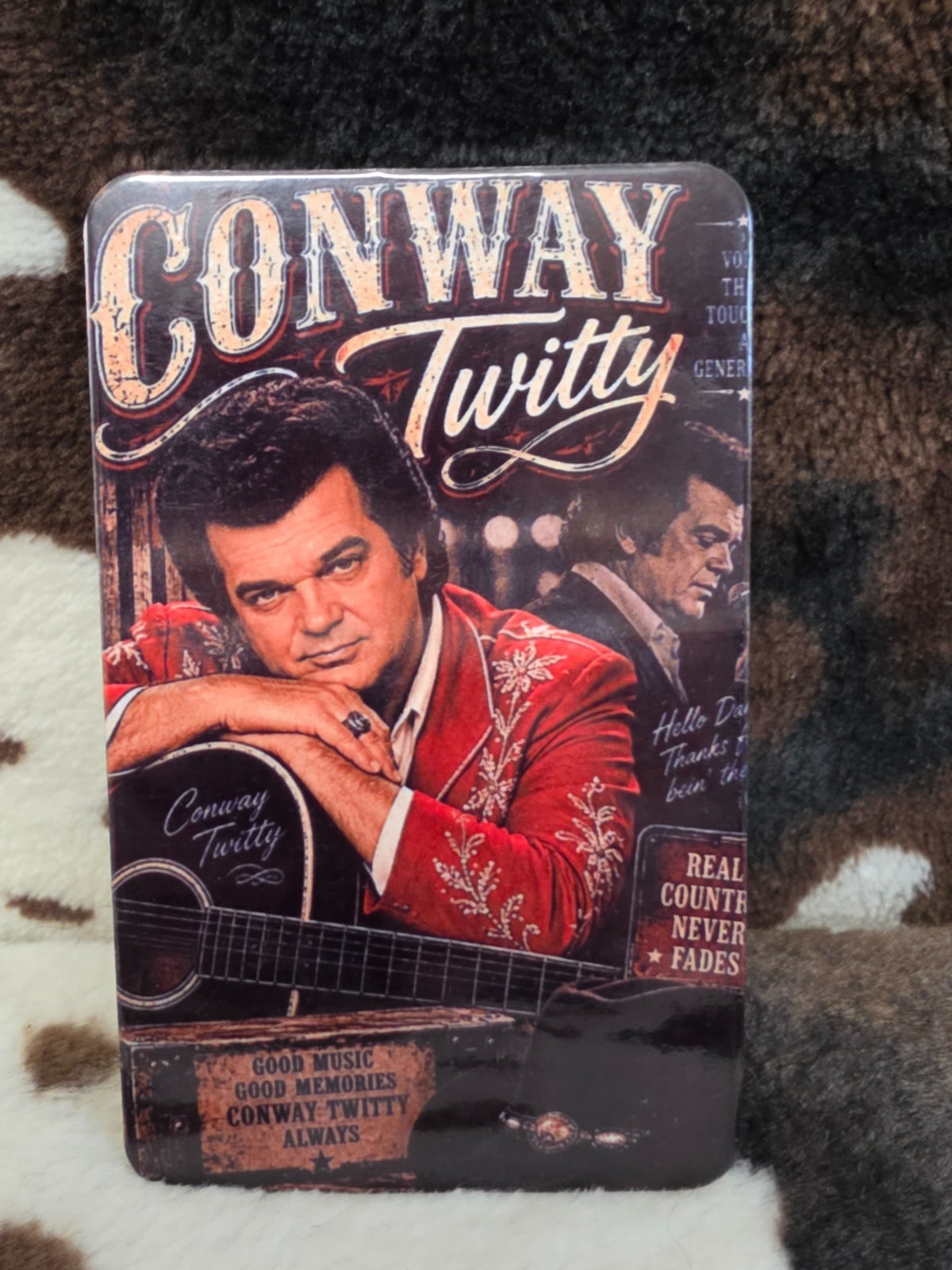 Conway Twitty country music collage refrigerator magnet with rounded corners