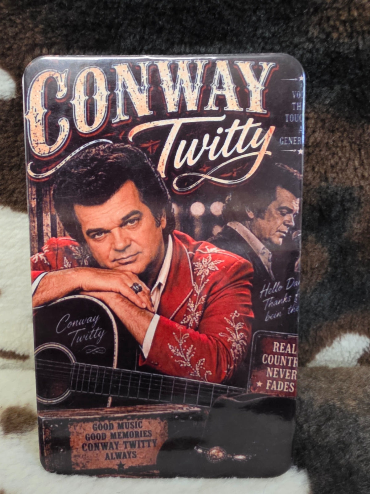 Conway Twitty country music collage refrigerator magnet with rounded corners