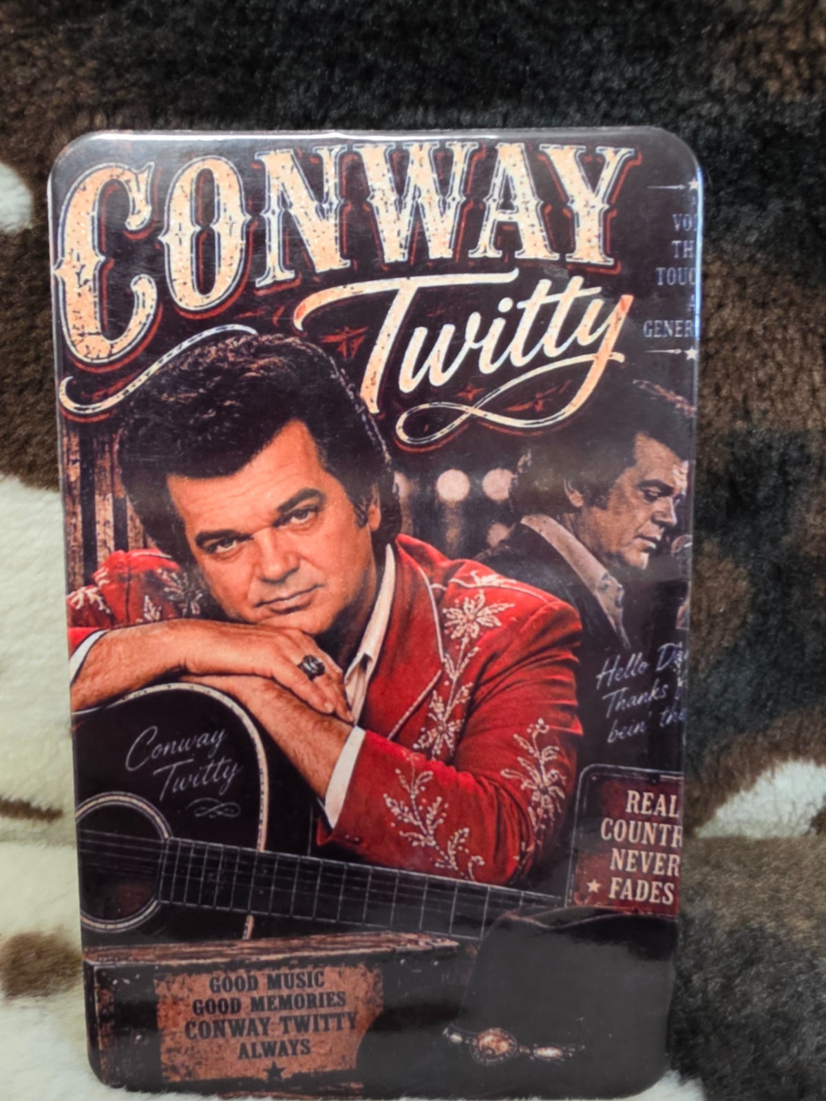 Conway Twitty country music collage refrigerator magnet with rounded corners
