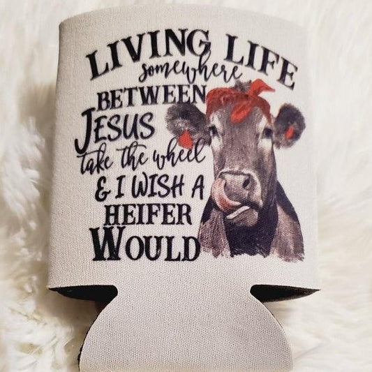 Living Life Cow Can Cooler Koozie