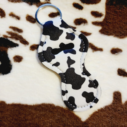 Cow Print Chapstick Holder Keychain