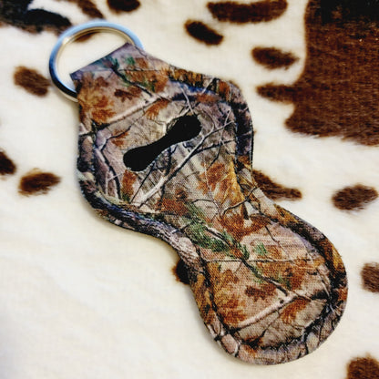 Woodland Camo Chapstick Holder Keychain