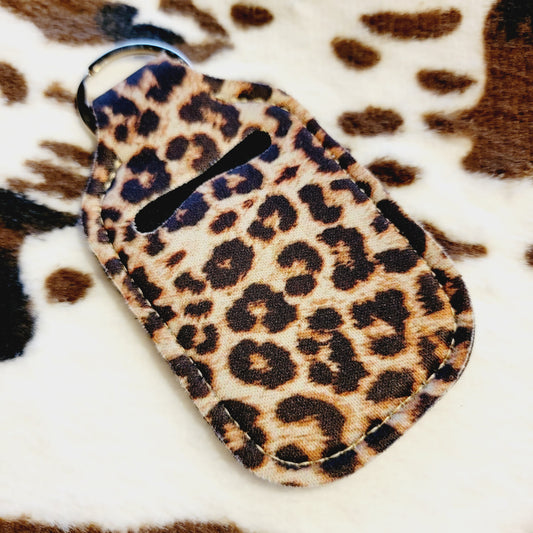 Leopard Hand Sanitizer Holder Keychain