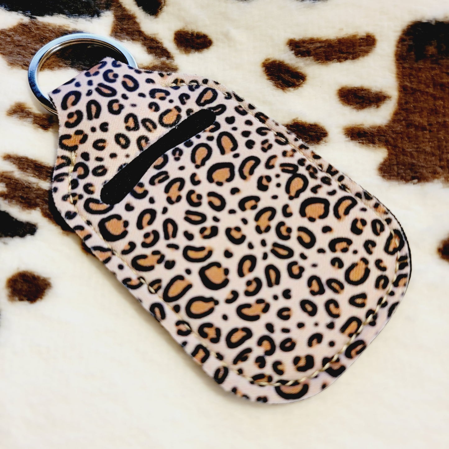 Cheetah Hand Sanitizer Holder Keychain