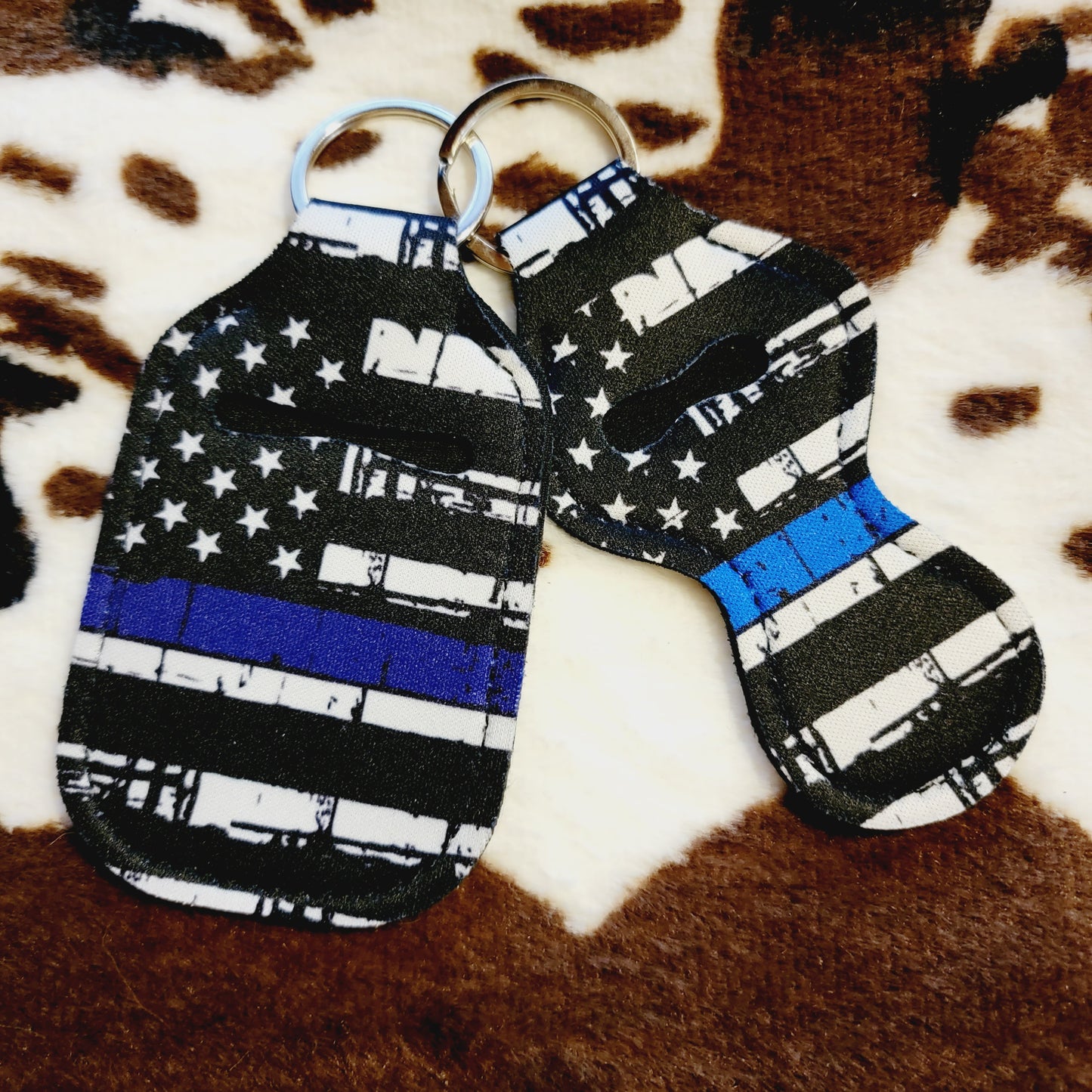Police Flag Chapstick Holder Keychain Set