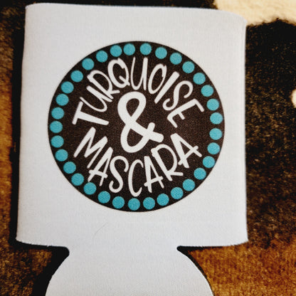 Turquoise and Mascara Can Cooler Koozie