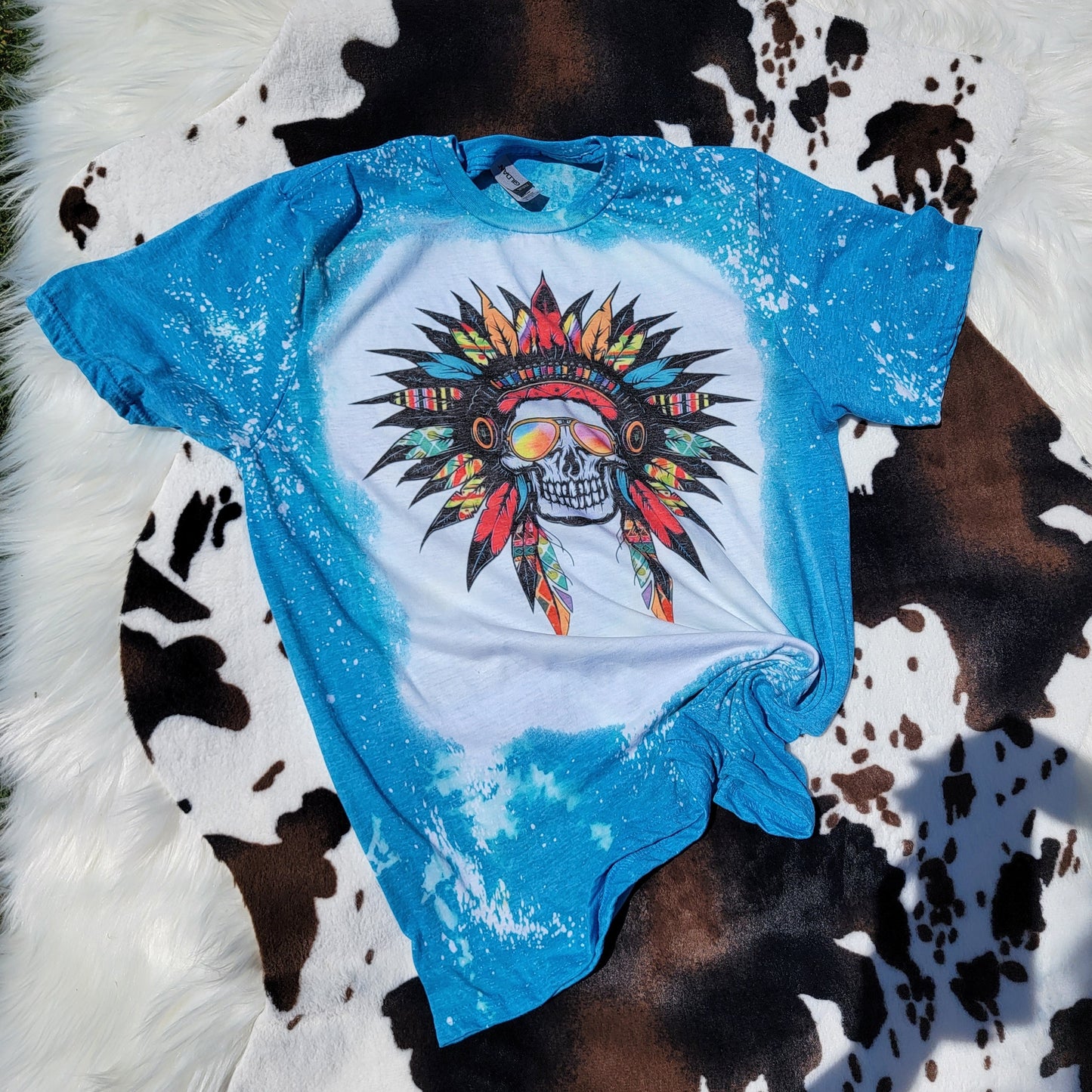 Indian Skull Blue Bleached Tee