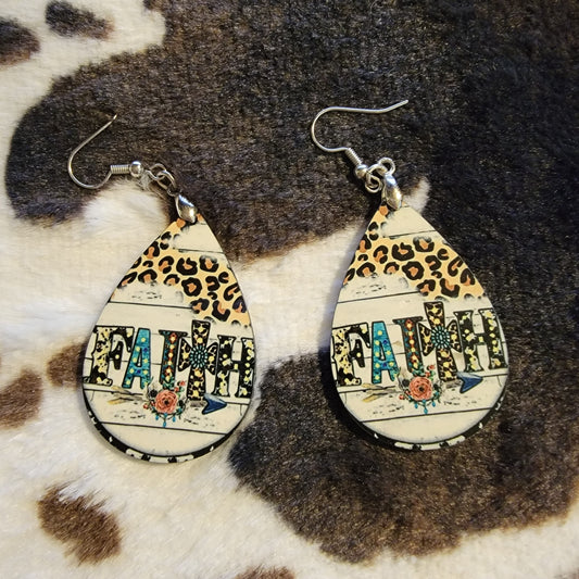 Faith Leopard Teardrop Dangle Earrings