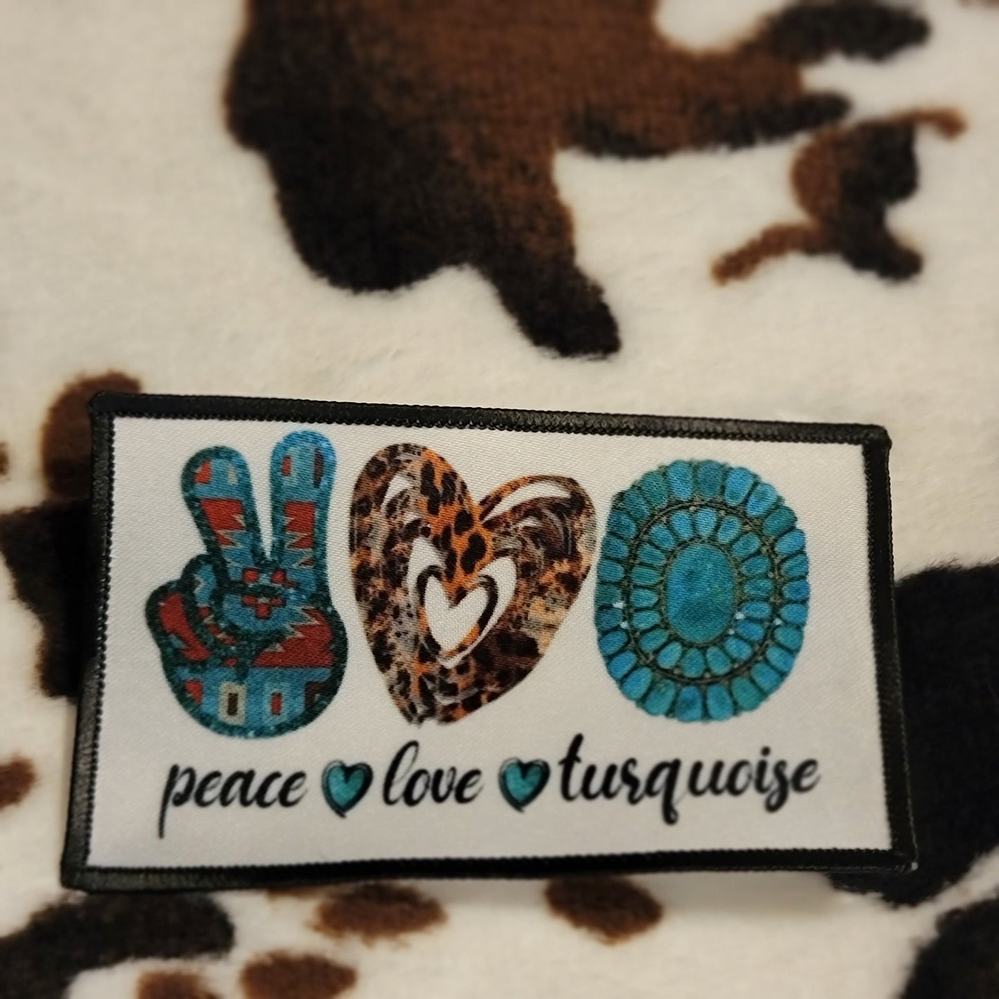 Peace Love Turquoise Hat Patch