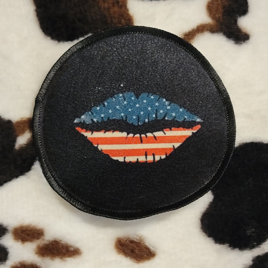 USA Flag Lips Hat Patch