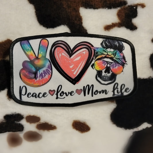 Tie Dye Peace Love Mom Life Hat Patch
