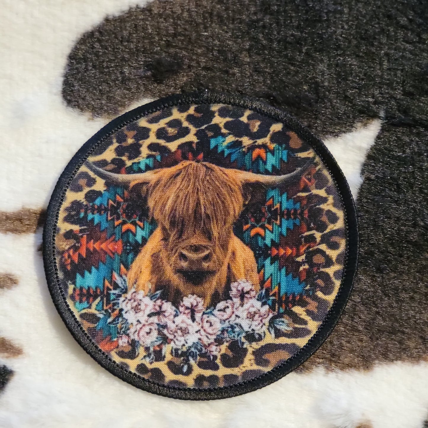 Leopard Highland Cow Hat Patch