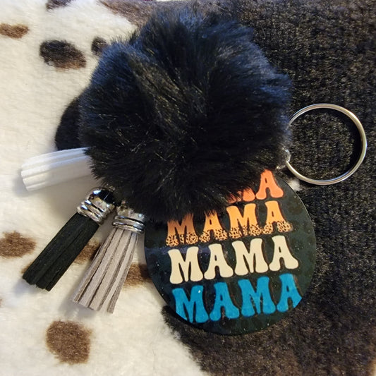 Mama Pom Pom Tassel Keychain