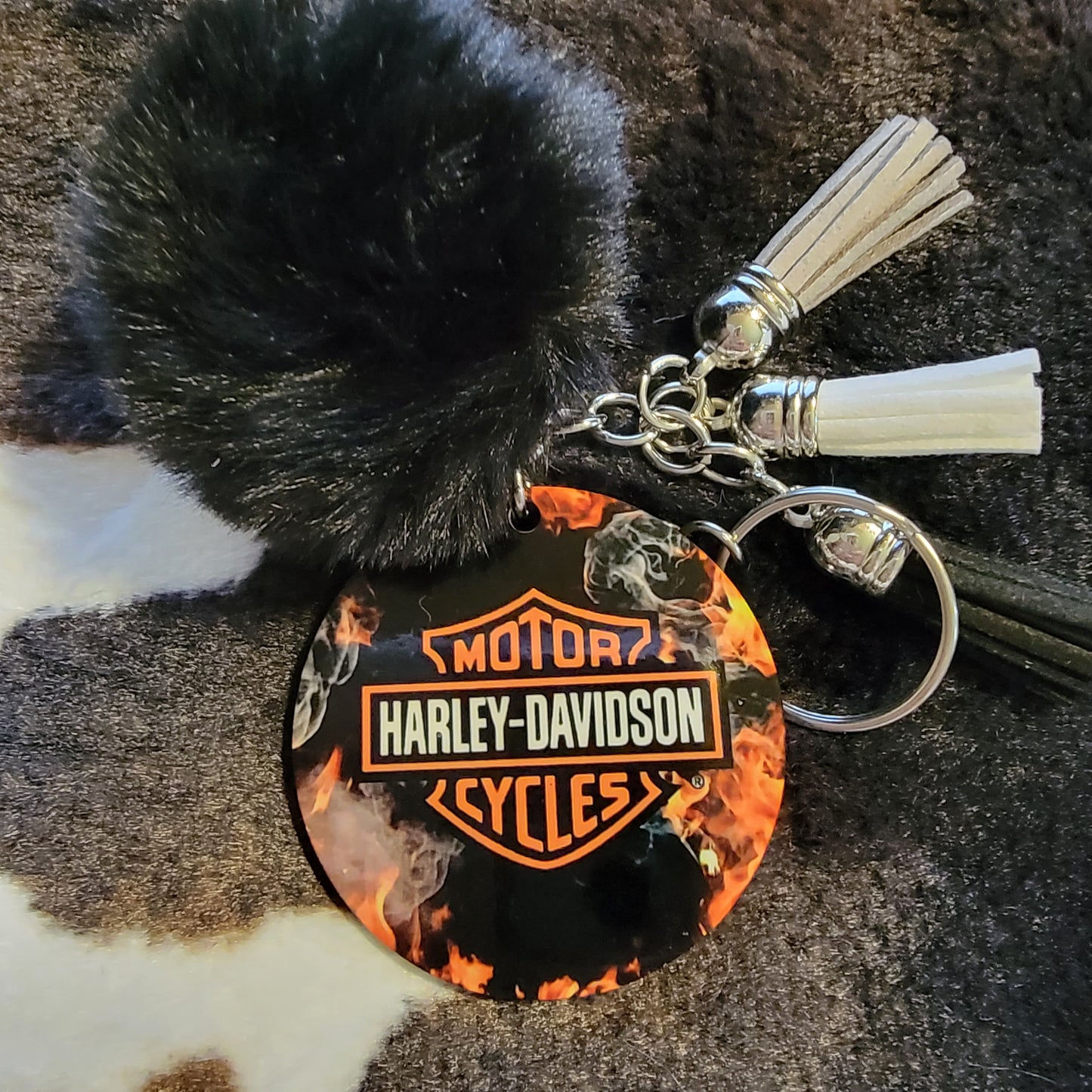 Harley Davidson Pom Pom Keychain