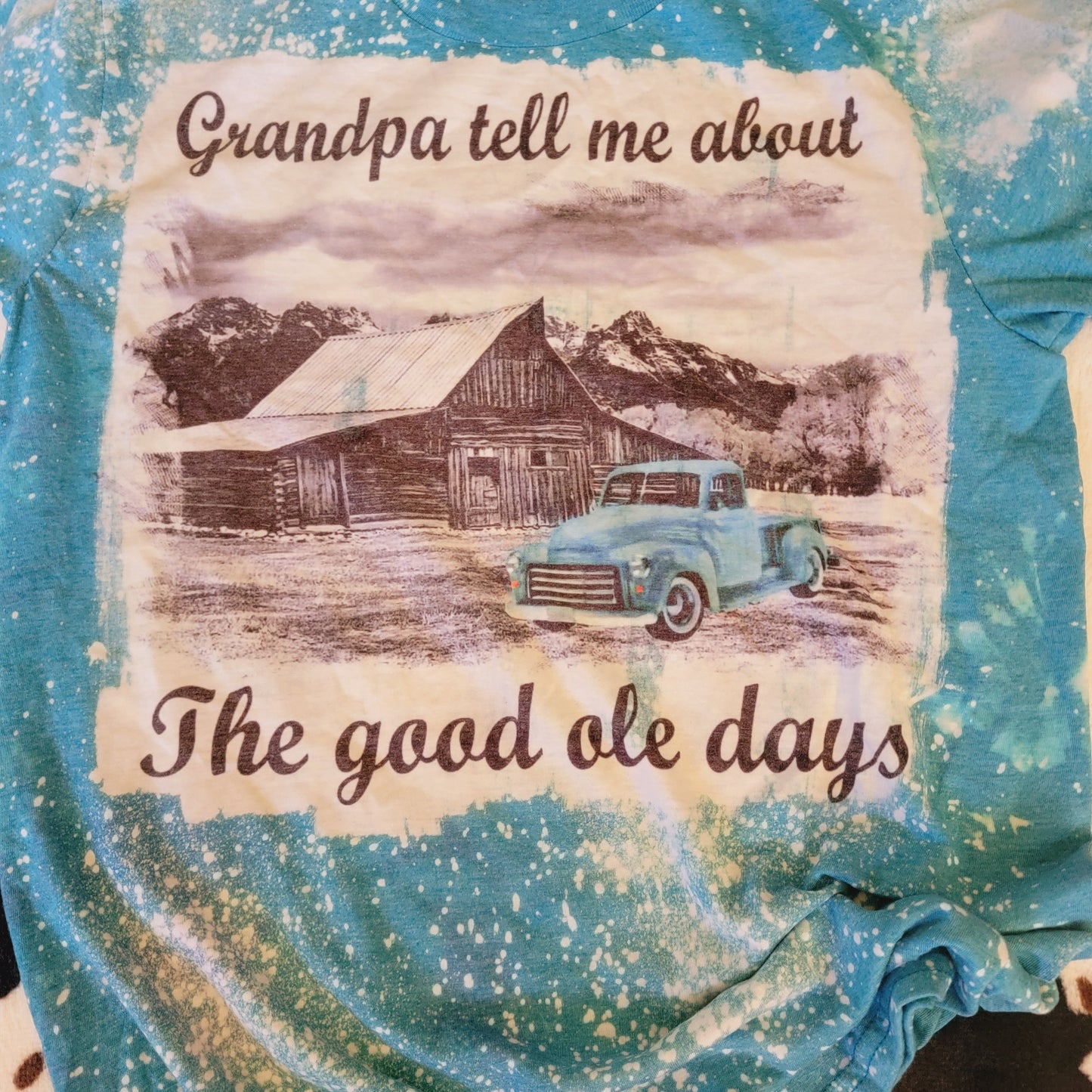 Grandpa Tell Me About The Good Ole Days Blue Bleached Tee
