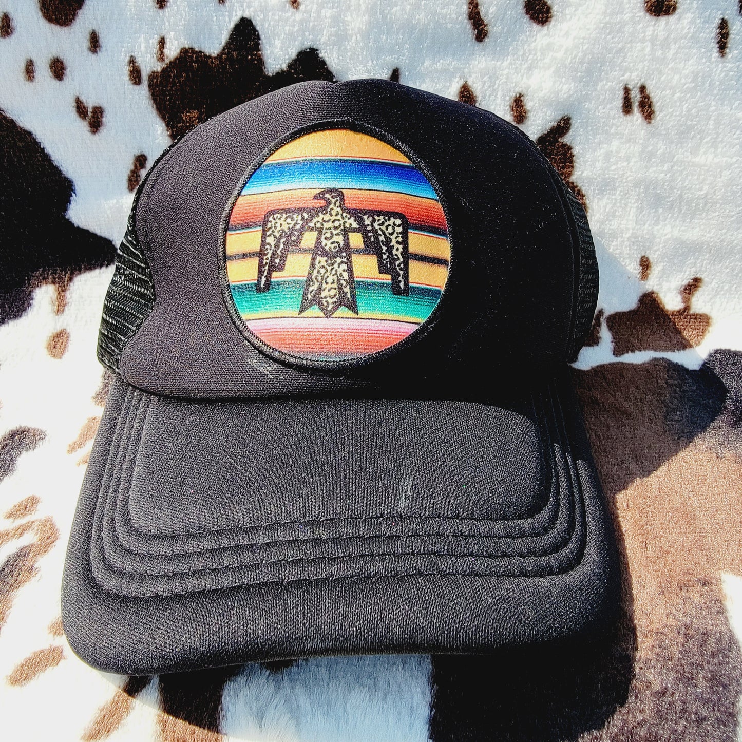 Thunderbird Serape Distressed Handmade Patch Trucker Hat