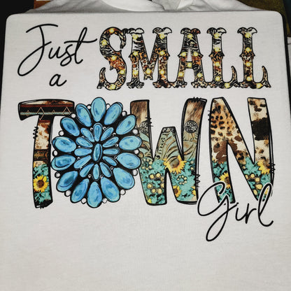 Small Town Girl Western White T-Shirt Short Sleeve Graphic Tee