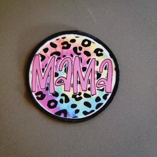 Mama Neon Animal Print Hat Patch