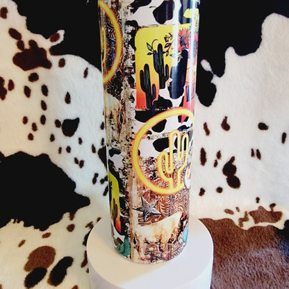 Western Collage Custom 20oz Skinny Tumbler