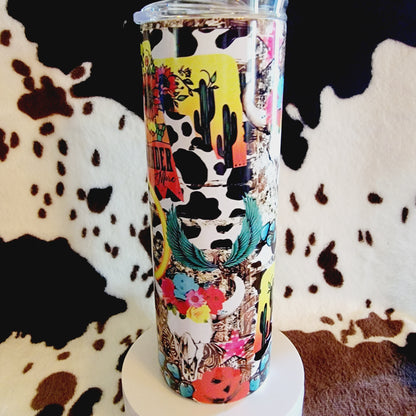 Western Collage Custom 20oz Skinny Tumbler