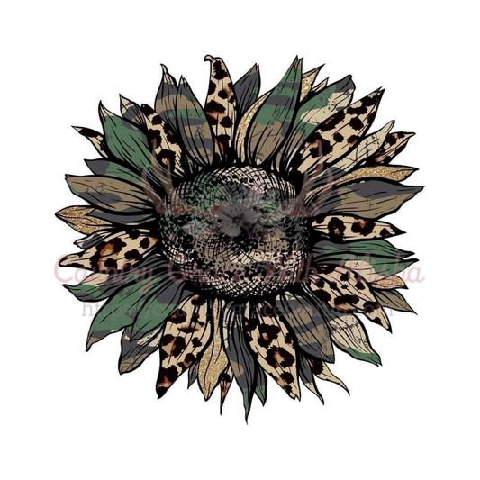 Sublimation Print Camo Sunflower Ready to Press Heat Transfer