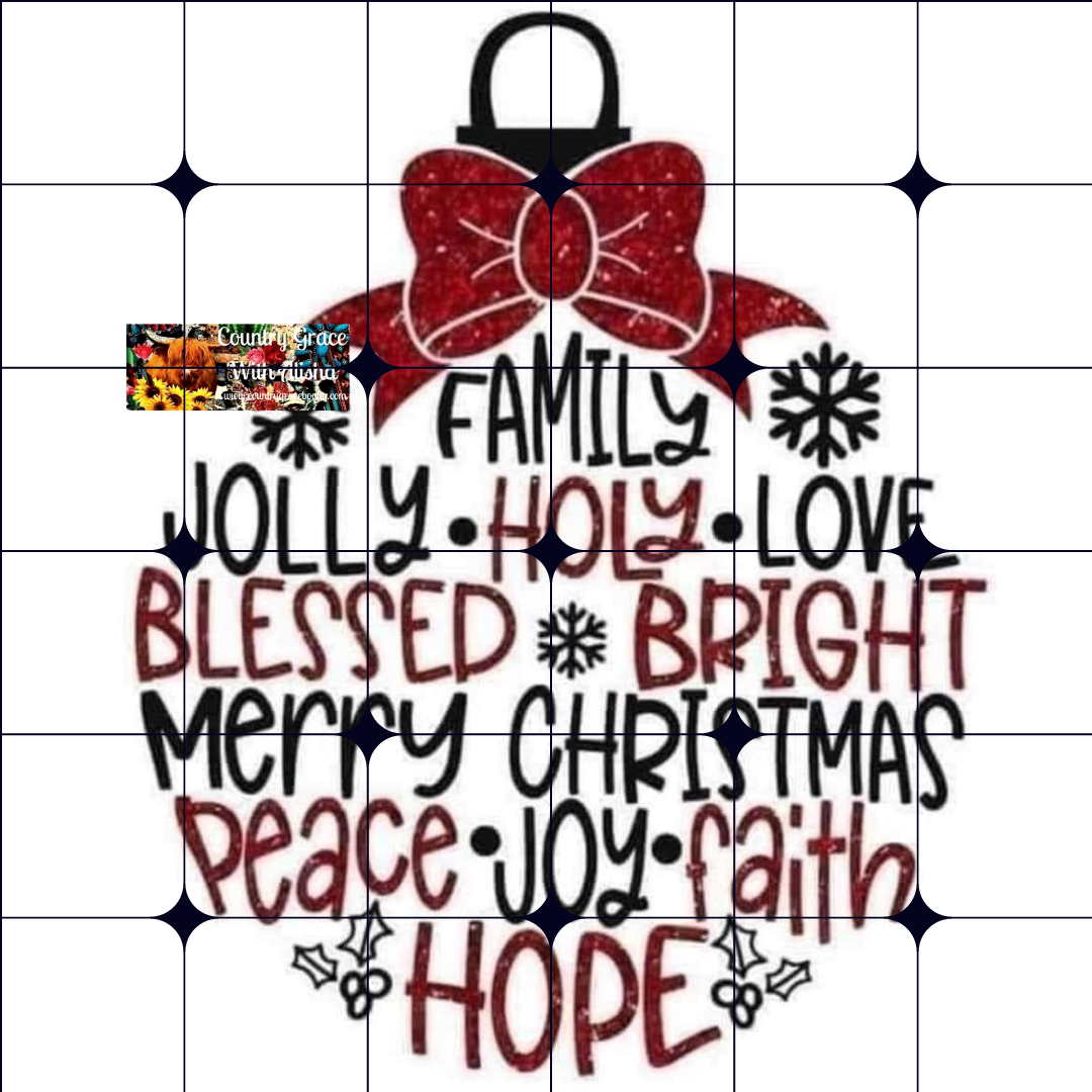 Christmas Merry Bright Ornament Ready to Press Sublimation Transfer