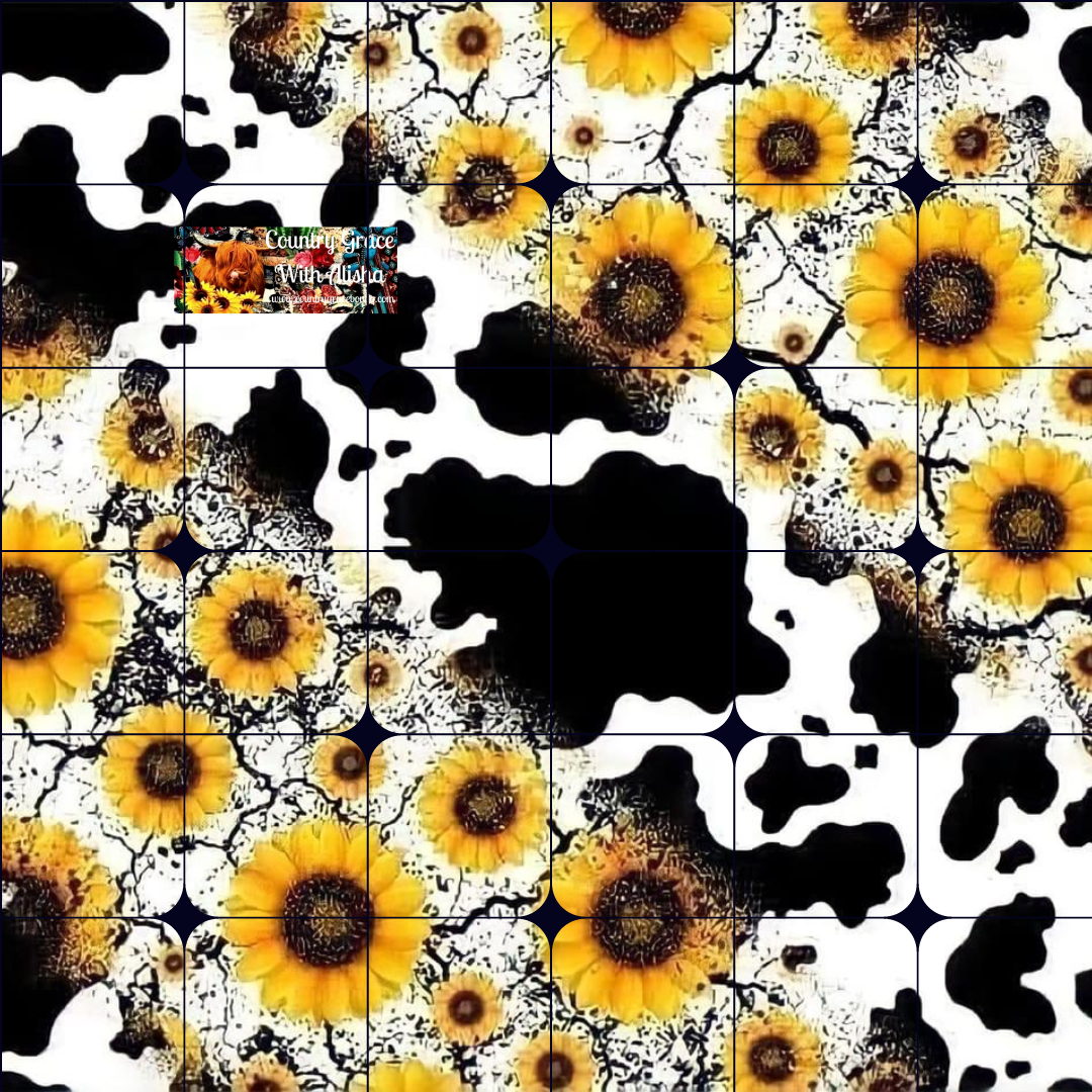 Sunflower Cow Print Full Page Ready to Press Sublimation Transfer