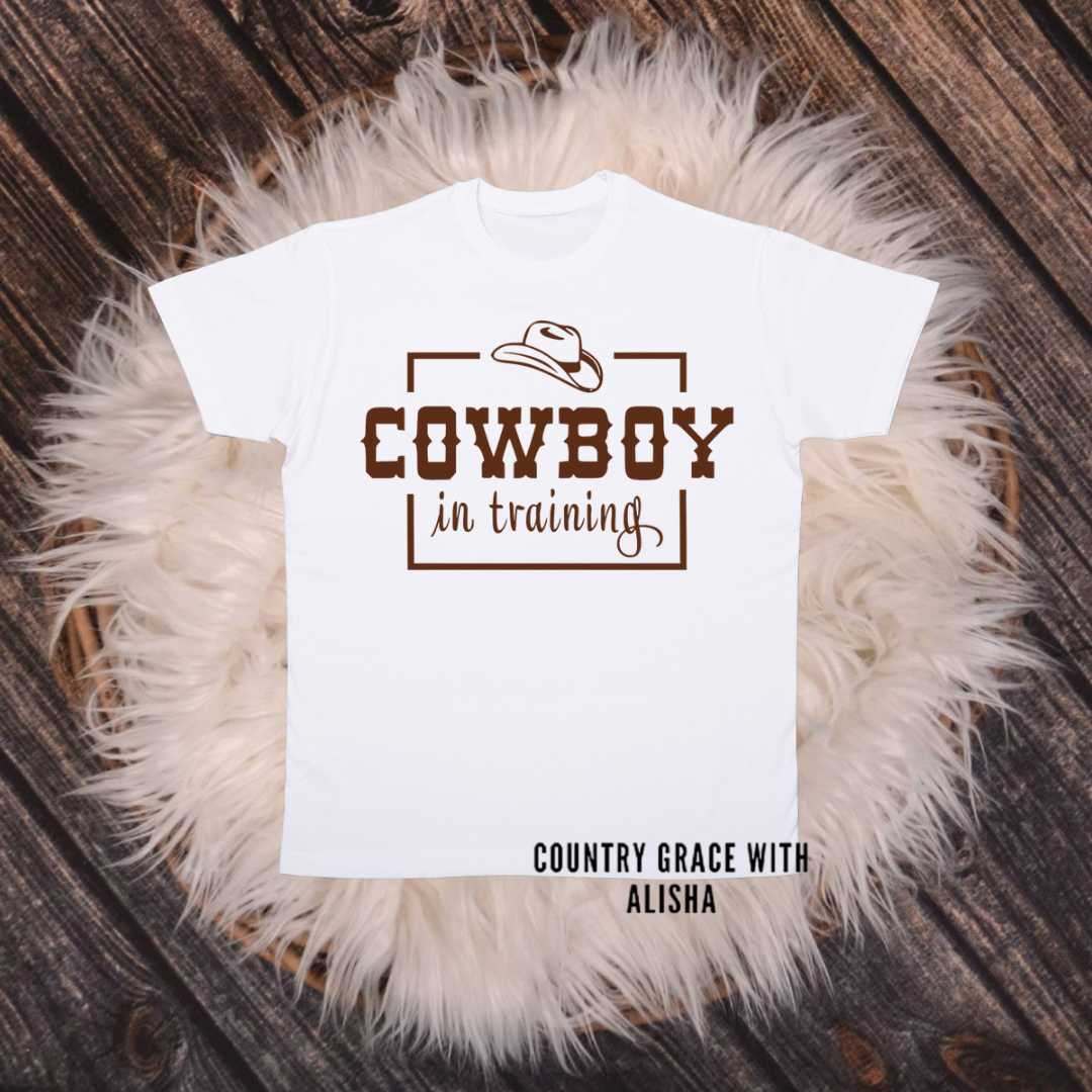 Cowboy In Training Kids Graphic Tee Shirt Short Sleeve