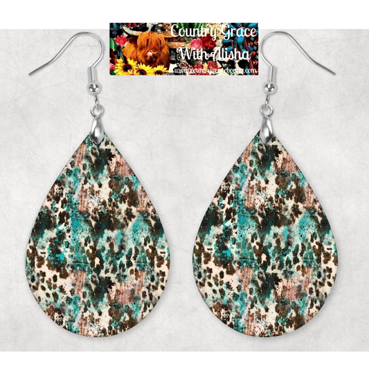 Animal Print Western Teardrop Dangle Custom Earrings