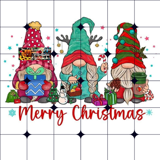 Merry Christmas Gnomes Ready to Press Sublimation Transfer