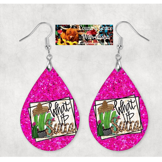 Cactus Western Teardrop Dangle Custom Earrings