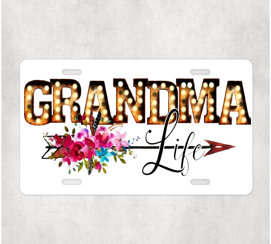 Grandma Life Custom Handmade Car Tag License Plate