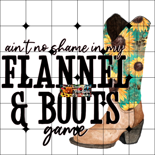 Flannel And Boots Ready to Press Sublimation Transfer