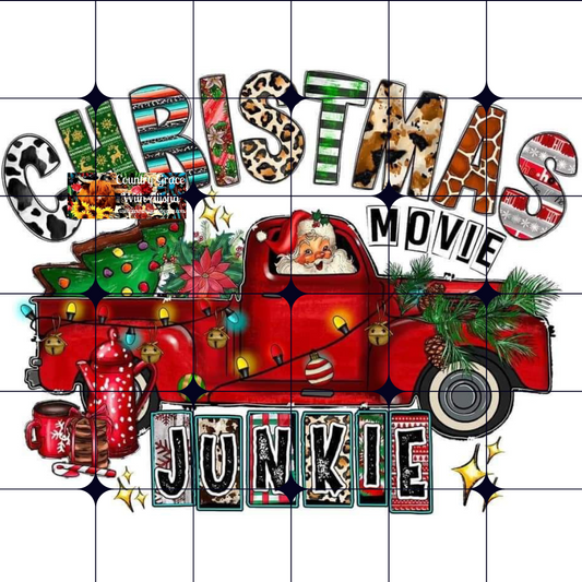 Christmas Movie Junkie Ready to Press Sublimation Transfer
