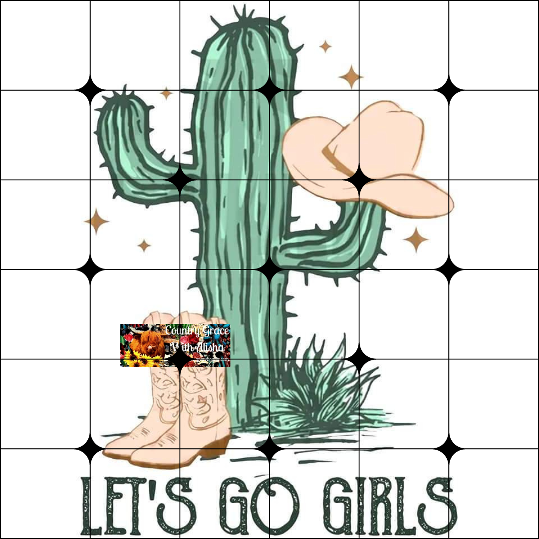 Cactus Lets Go Girls Ready to Press Sublimation Transfer