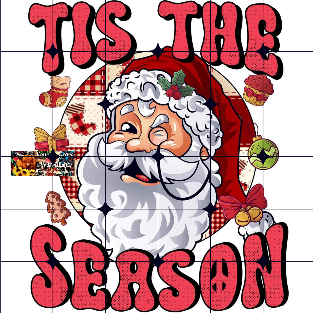 Tis The Season Santa Christmas Ready to Press Sublimation Transfer