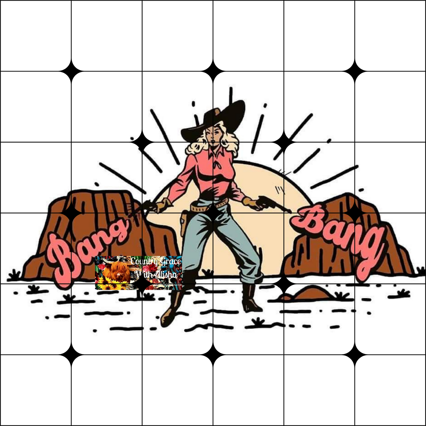 Cow Girl Bang Ready to Press Sublimation Transfer
