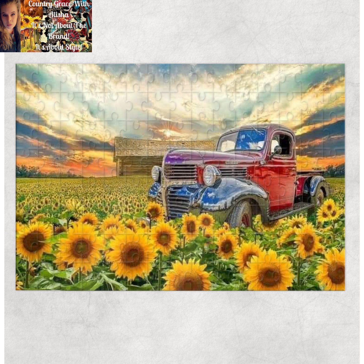 Sunflower Field Truck 120 Piece Handmade Jigsaw Puzzle