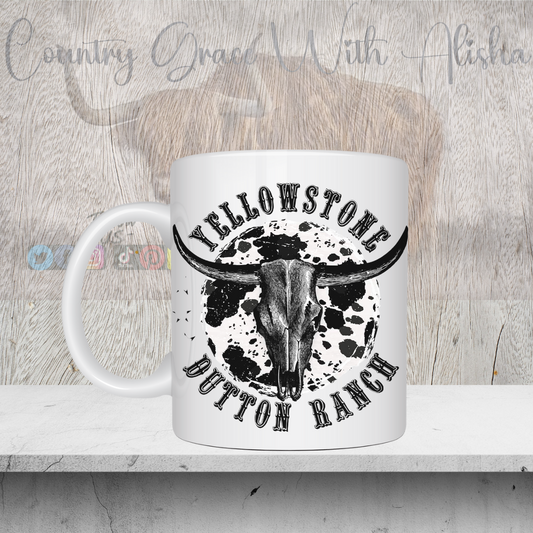 Yellowstone Bull Skull Sublimated 11oz Ceramic Coffee Mug