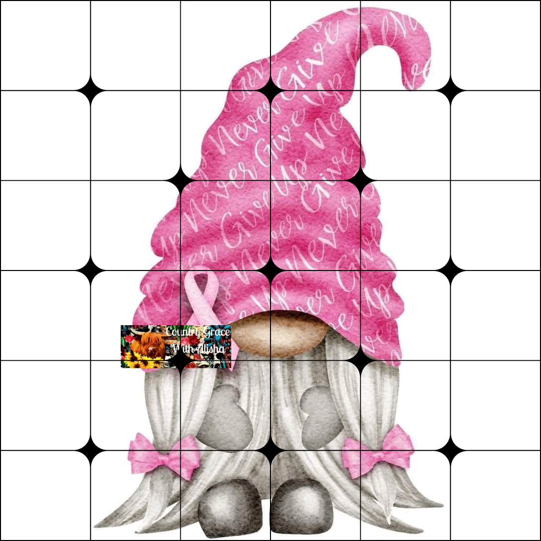 Breast Cancer Gnome Ready to Press Sublimation Transfer