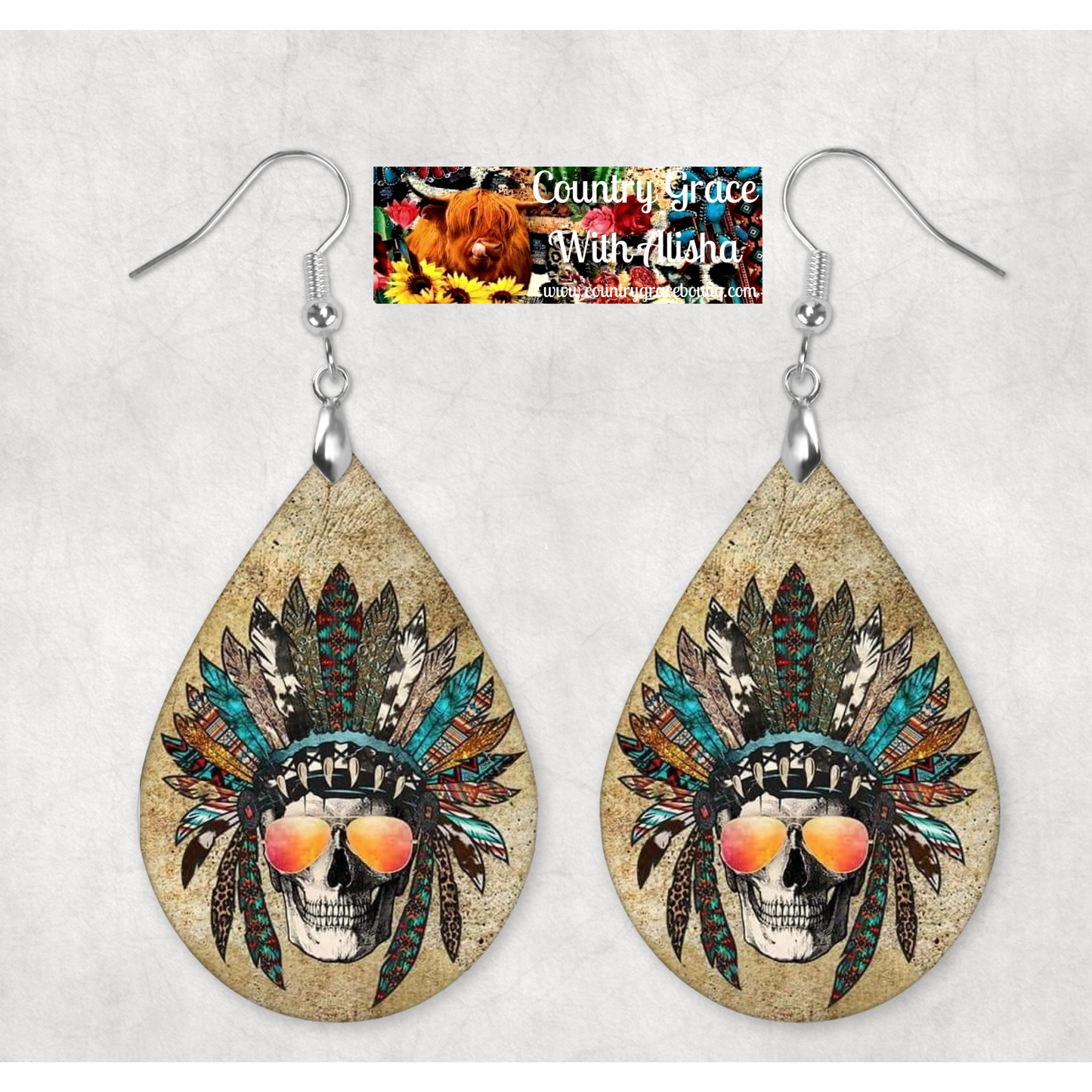 Western Indian Teardrop Dangle Custom Earrings