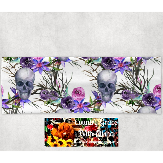 Skull Purple Floral Yoga Headband