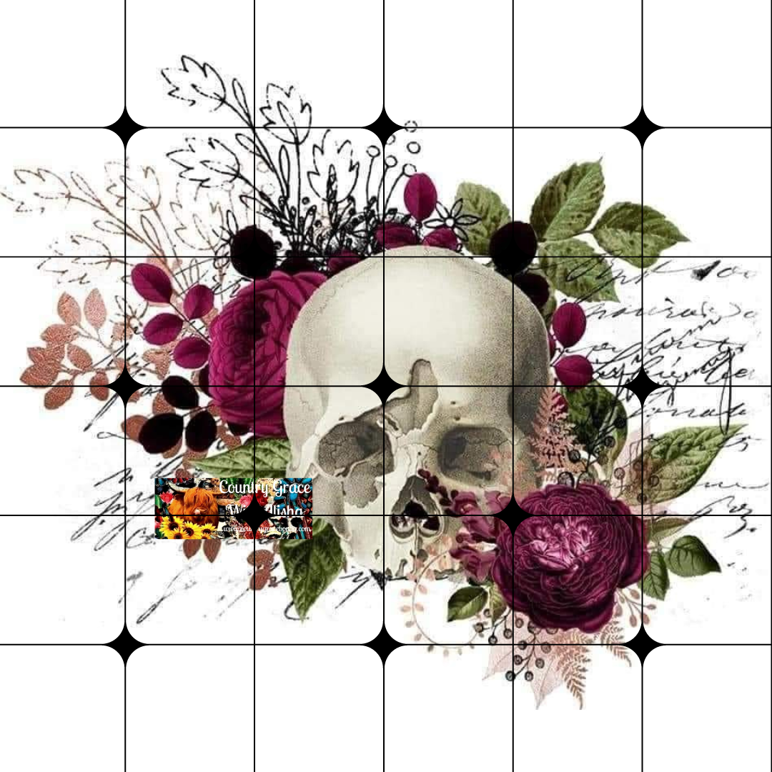 Floral Skull Ready to Press Sublimation Transfer