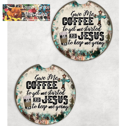 Coffee and Jesus Neoprene Car Coaster Set