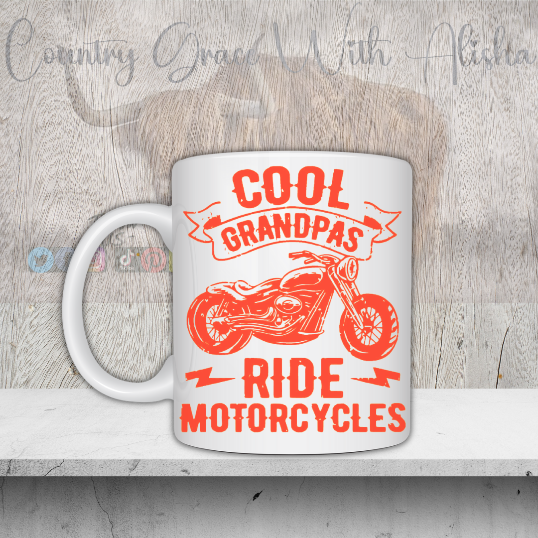 Cool Grandpa Motorcycle Sublimated 11oz Ceramic Coffee Mug