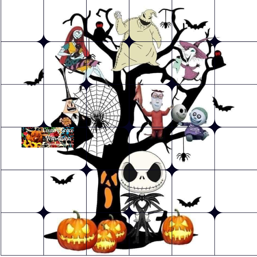 Halloween Skeleton Tree Ready to Press Sublimation Transfer