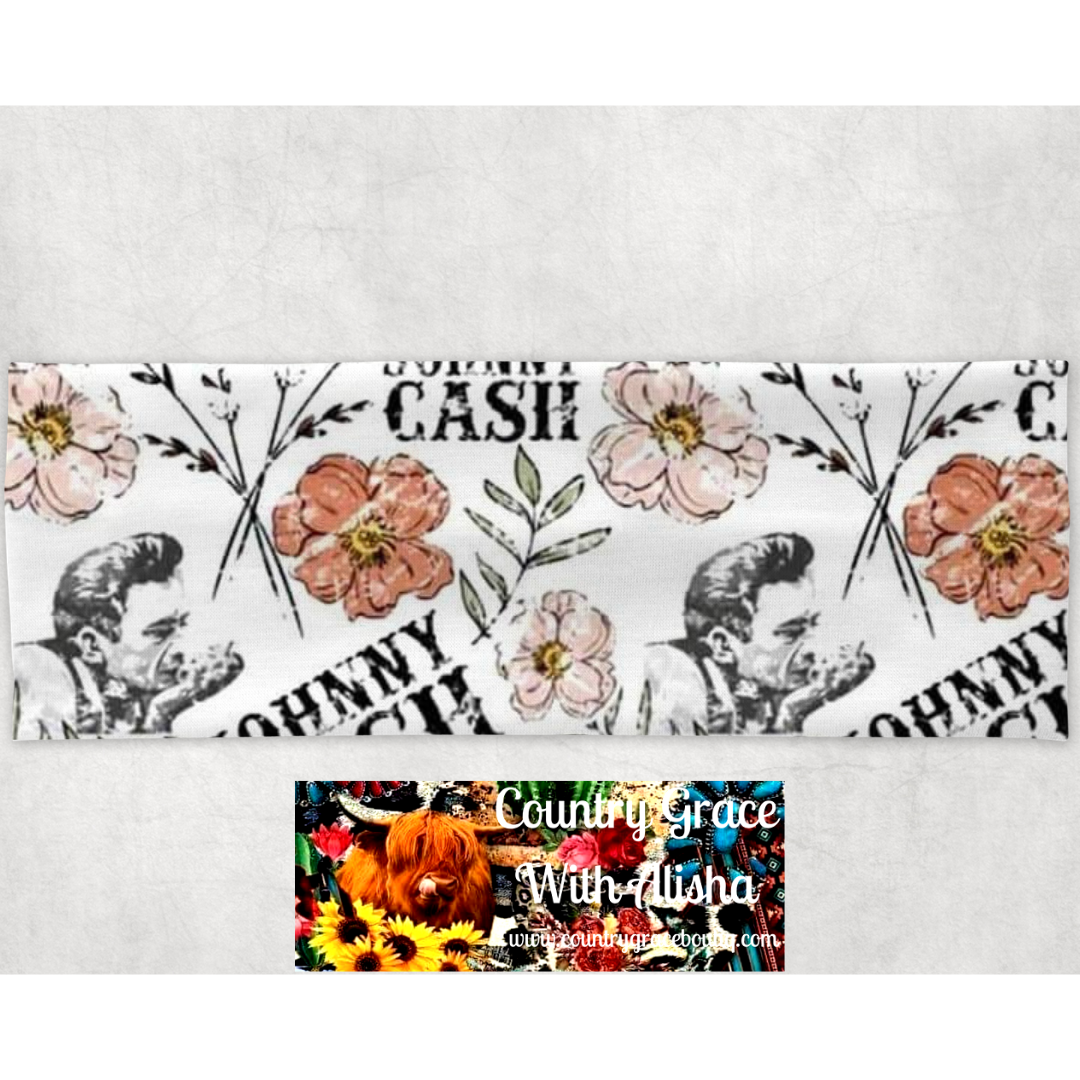 Johnny Cash Floral Yoga Headband