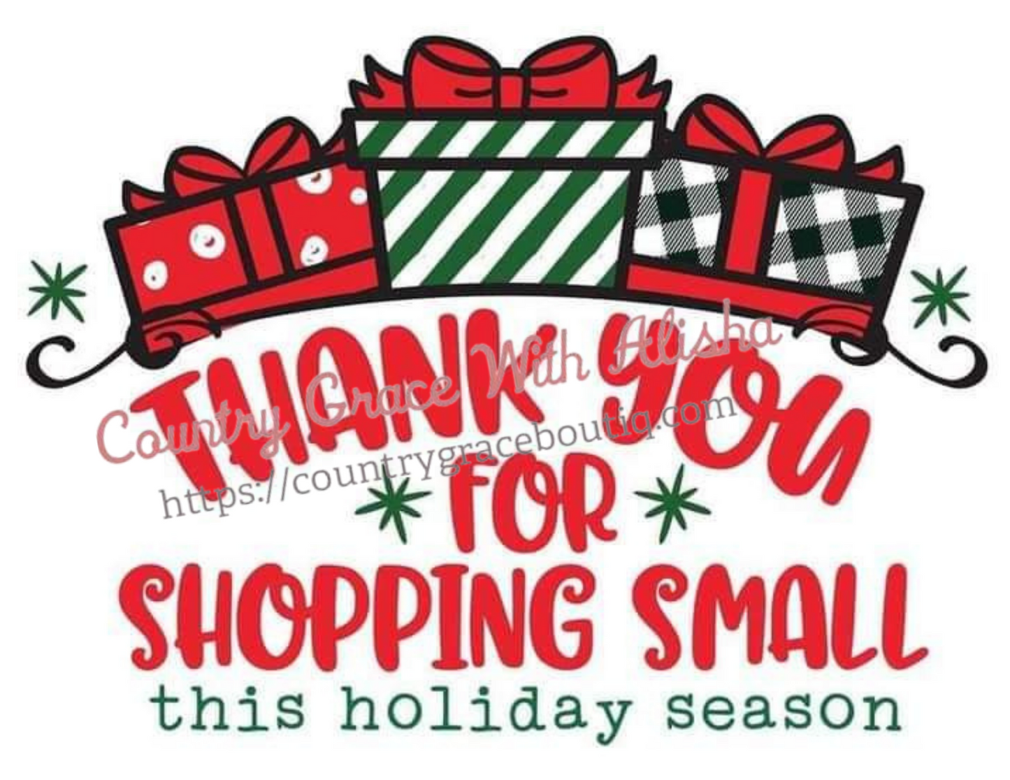 Thank You For Shopping Small Christmas Ready To Press Sublimation Transfer