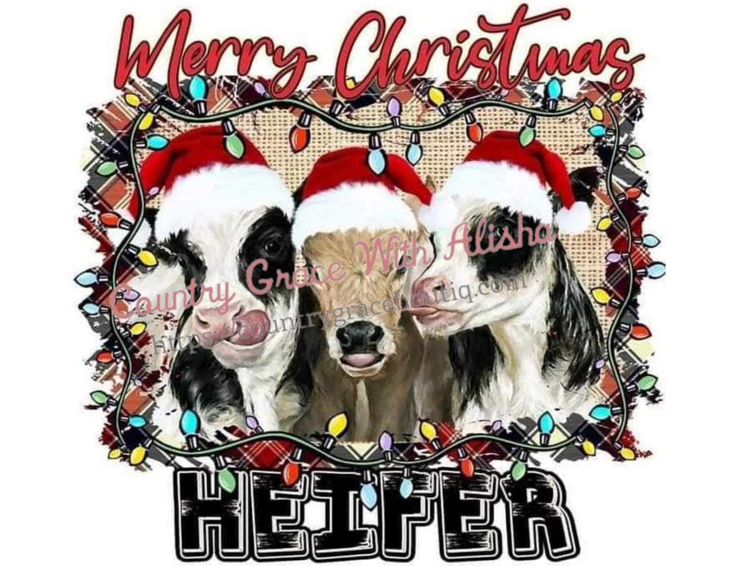 Merry Christmas Heifer Ready To Press Sublimation Transfer